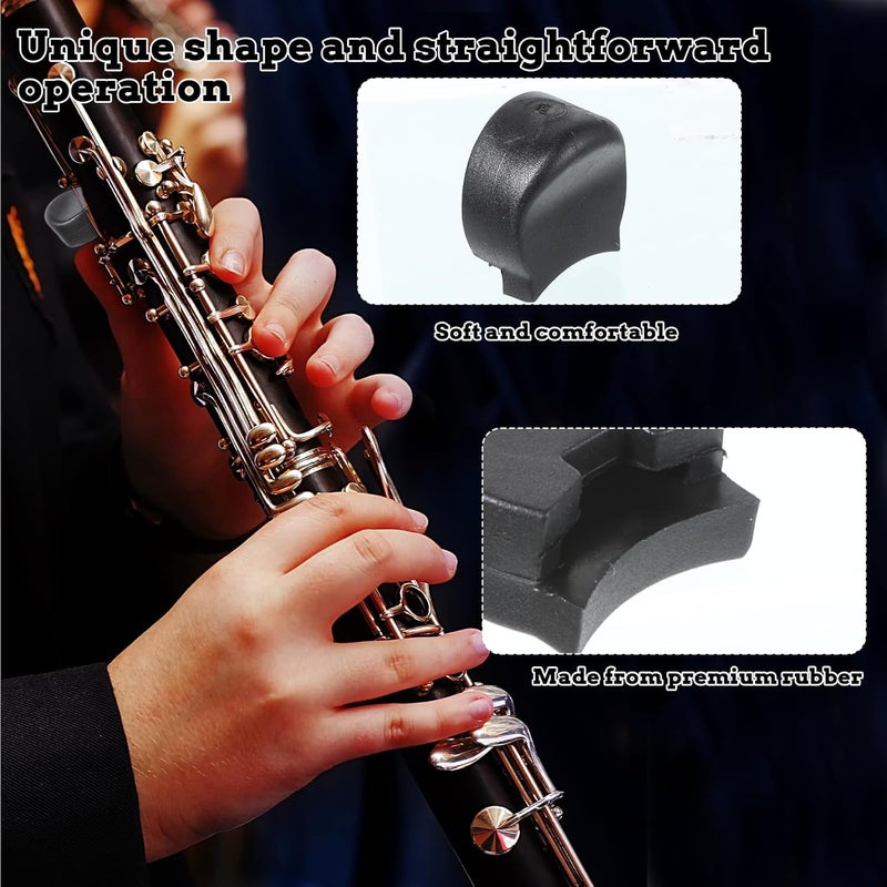 Skrfren 5 PCS Comfortable Rubber Clarinet Thumb Rest Cushion Protector, Soft Silicone Clarinet Oboe Thumb Rest Cushion Protector, Black Silicone Thumbs Rests for Most Clarinets Oboes, Black - Image 3